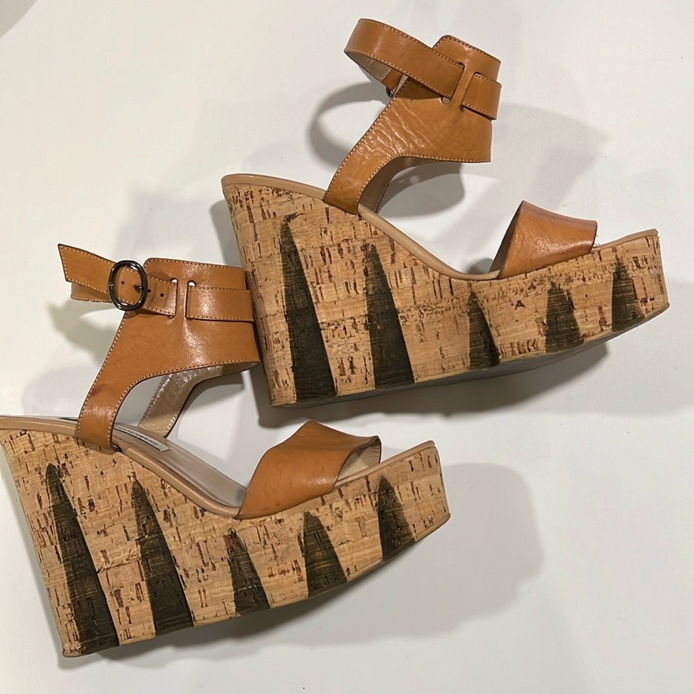 Diane von Furstenberg - Tinskey, cork wedge platform‎ sandals, 9, dvf